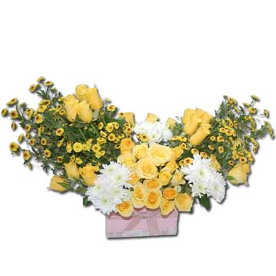 "Yellow Roses with Fillers Flower Box - Click here to View more details about this Product